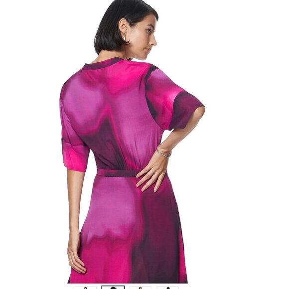 The Kit | Cobie Shirtdress in Pink and Black Love Haze Button Up Midi Sz 4 - Picture 4 of 16